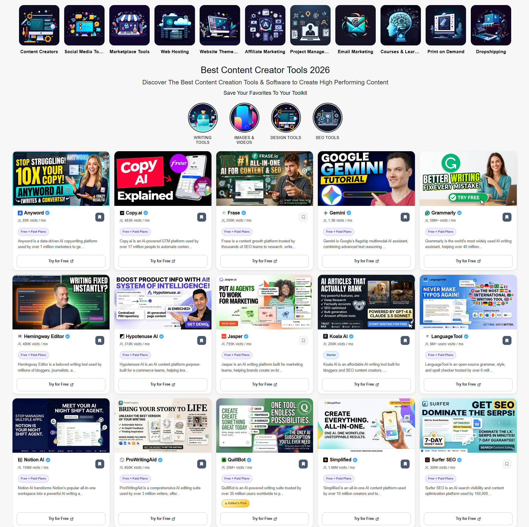 Browse tools by category